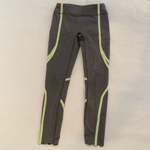 Girls Ivivva (Lululemon) Charcoal Gray/ Lt Green Leggings, Size 10